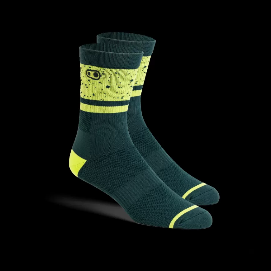 Socken | Socken*Crankbrothers Icon MTB Socks - Petrol/Lime Splatter LimeGreenSplatter